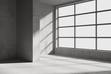 Soyut iç dizayn beton oda. Mimarlık geçmişi. 3d oluşturma