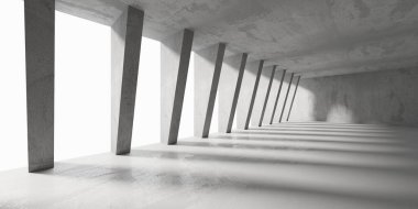 Soyut iç dizayn beton oda. Mimarlık geçmişi. 3d oluşturma