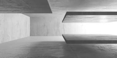 Soyut iç dizayn beton oda. Mimarlık geçmişi. 3d oluşturma