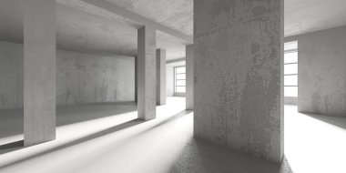 Soyut mimari iç plan. Modern beton oda. 3d oluşturma