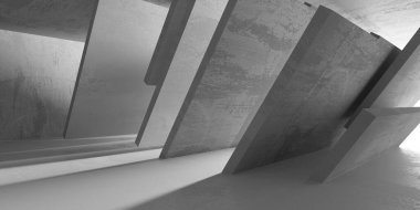 Soyut mimari iç plan. Modern beton oda. 3d oluşturma