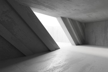 Soyut iç dizayn beton oda. Mimarlık geçmişi. 3d oluşturma