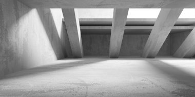 Soyut boş modern iç mekan. Beton duvarlar. Mimarlık geçmişi. 3d oluşturma