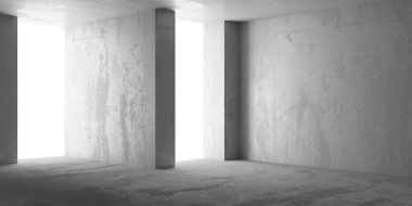 Soyut iç dizayn beton oda. Mimarlık geçmişi. 3d oluşturma