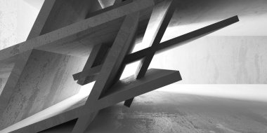 Soyut mimari iç plan. Modern beton oda. 3d oluşturma