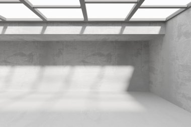 Soyut mimari iç plan. Modern beton oda. 3d oluşturma