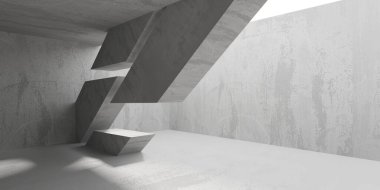Soyut mimari iç plan. Modern beton oda. 3d oluşturma