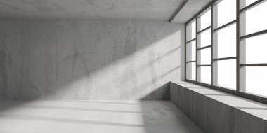 Soyut mimari iç plan. Modern beton oda. 3d oluşturma