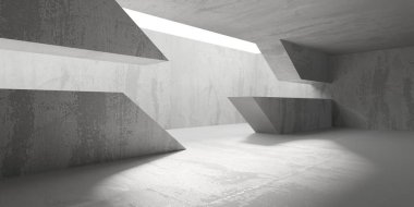 Soyut boş modern iç mekan. Beton duvarlar. Mimarlık geçmişi. 3d oluşturma