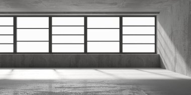 Soyut iç dizayn beton oda. Mimarlık geçmişi. 3d oluşturma