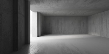 Soyut iç dizayn beton oda. Mimarlık geçmişi. 3d oluşturma