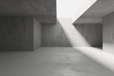 Soyut iç dizayn beton oda. Mimarlık geçmişi. 3d oluşturma