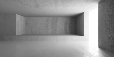 Soyut mimari iç plan. Modern beton oda. 3d oluşturma
