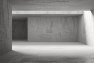 Soyut mimari iç plan. Modern beton oda. 3d oluşturma