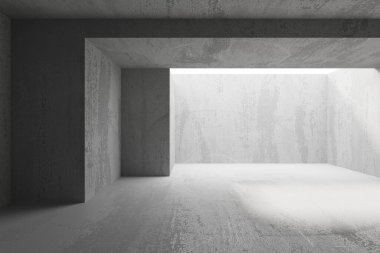Soyut mimari iç plan. Modern beton oda. 3d oluşturma