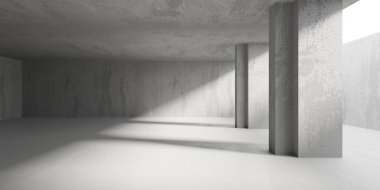 Soyut iç dizayn beton oda. Mimarlık geçmişi. 3d oluşturma