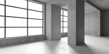Soyut mimari iç plan. Modern beton oda. 3d oluşturma