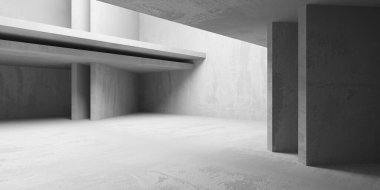 Soyut boş modern iç mekan. Beton duvarlar. Mimarlık geçmişi. 3d oluşturma