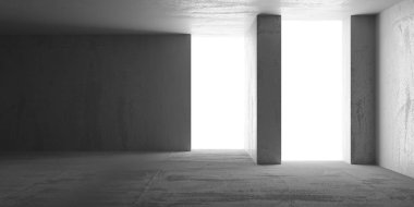 Soyut iç dizayn beton oda. Mimarlık geçmişi. 3d oluşturma