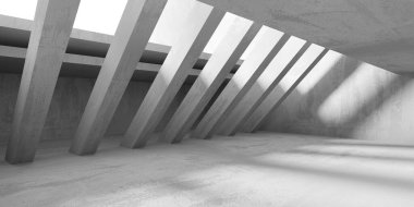 Soyut mimari iç plan. Modern beton oda. 3d oluşturma