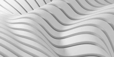 Wavy glossy abstract stripes background. 3d rendering