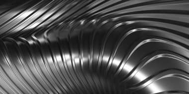 Soyut metal arka plan. Gümüş çelik çizgiler dalgalı desen. 3d oluşturma