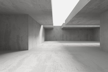 Soyut mimari iç plan. Modern beton oda. 3d oluşturma