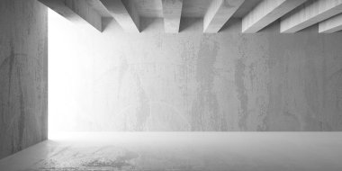 Soyut iç dizayn beton oda. Mimarlık geçmişi. 3d oluşturma