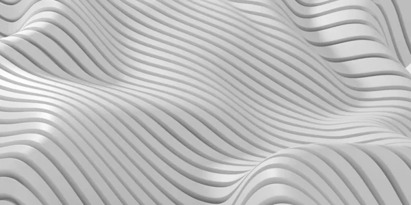 Wavy Glossy Abstract Stripes Background Rendering — 图库照片