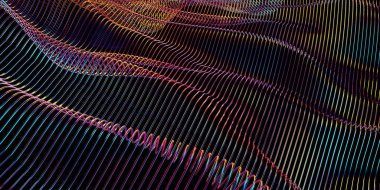 Çok renkli dalgalı çizgiler arka plan. Yaratıcı poster. 3d oluşturma