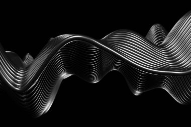 Gümüş çizgili desen. Çelik dalgalar arka planı. 3d oluşturma