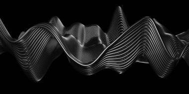 Gümüş çizgili desen. Çelik dalgalar arka planı. 3d oluşturma