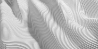 Beyaz soyut arkaplan ve dalgalar. Çizgili çizgiler. 3d oluşturma