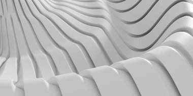 Wavy glossy abstract stripes background. 3d rendering