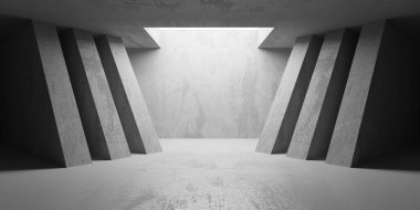 Soyut mimari iç plan. Modern beton oda. 3d oluşturma