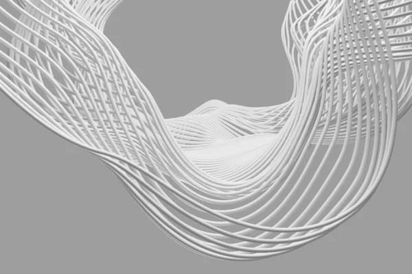 ホワイト抽象的な背景と波 ストライプラインパターン 3Dレンダリング — ストック写真