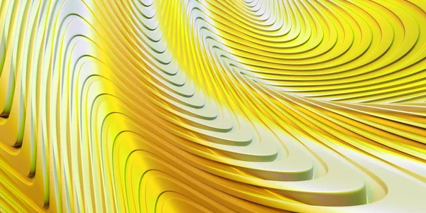 抽象的なゴールドの背景 重い変形したストライプ 3Dレンダリング — ストック写真