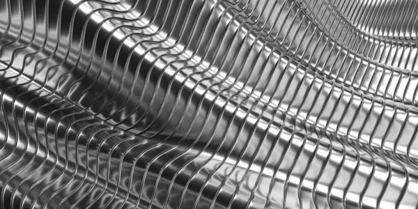 Fondo Abstracto Metal Plateado Rayas Aluminio Ondas Renderizado — Foto de Stock