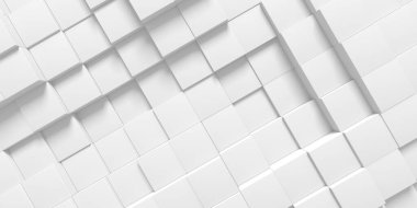 Yaratıcı soyut beyaz kübik arkaplan. Kare şeklinde. 3d oluşturma