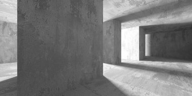 Soyut mimari iç plan. Modern beton oda. 3d oluşturma