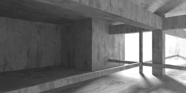 Soyut iç dizayn beton oda. Mimarlık geçmişi. 3d oluşturma