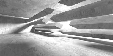 Soyut boş modern iç mekan. Beton duvarlar. Mimarlık geçmişi. 3d oluşturma