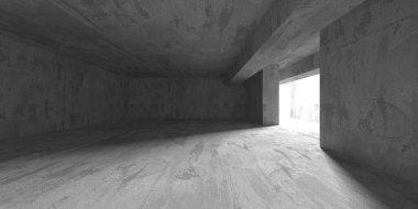 Soyut boş modern iç mekan. Beton duvarlar. Mimarlık geçmişi. 3d oluşturma