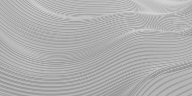 Beyaz soyut arkaplan ve dalgalar. Çizgili çizgiler. 3d oluşturma
