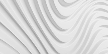 Beyaz soyut arkaplan ve dalgalar. Çizgili çizgiler. 3d oluşturma