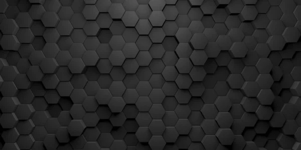 Dark Gray Hexagons Minimalist Black Abstract Background. 3d Rendering