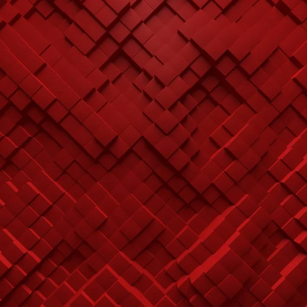 红色立方体结构建造墙体背景 3D渲染 — 图库照片