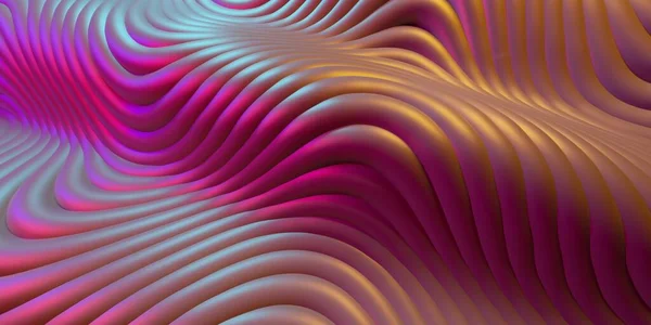 カラー波抽象的な背景テクスチャ 流動フロー抽象ホログラフィックの壁紙 3Dレンダリング — ストック写真