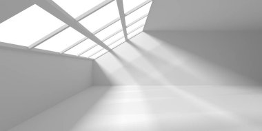 Boş Oda. Soyut Fütürist İçişleri. 3d Görüntüleme