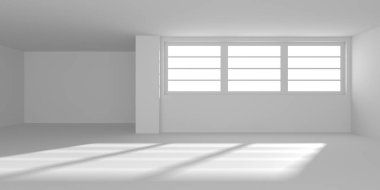 Beyaz Modern mimari iç arka plan. 3D render illüstrasyon